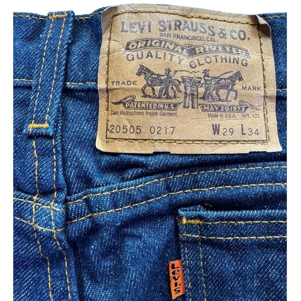 Vintage Levi's 20505 Orange Tab Made USA Jeans W29 L34 Dark Wash Straight Leg - Picture 10 of 16